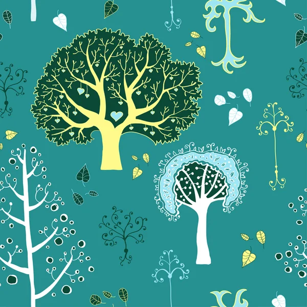 シームレスな木パターン ベクトルの森林イラスト — ストックベクタ