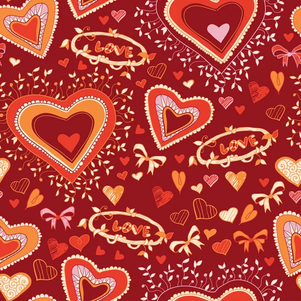 Amour coeur mignon motif sans couture — Image vectorielle