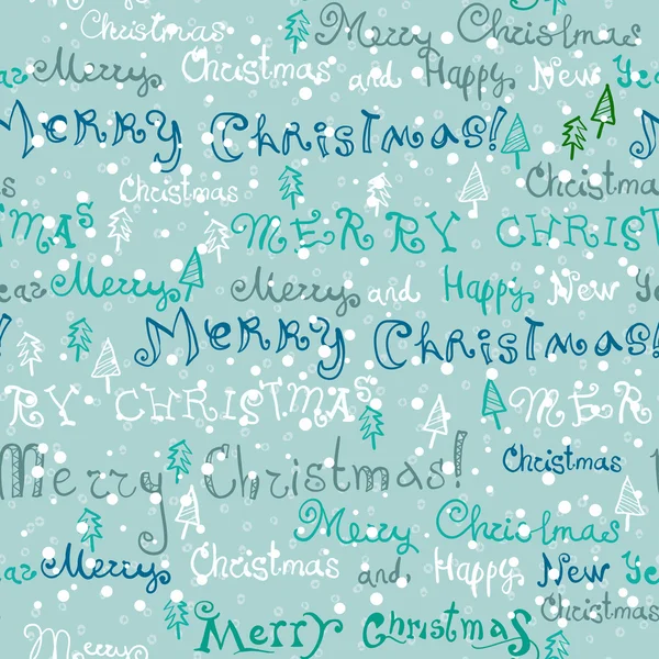 シームレスなかわいい手書きのクリスマスのテキスト — ストックベクタ