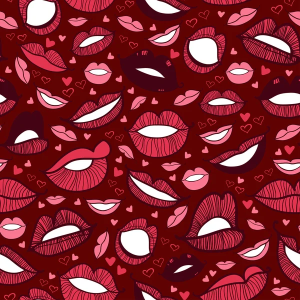 Lips illustration background pattern in vector — Stock Vector
