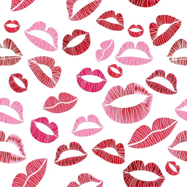 Inconsútil caliente amor labios ilustración besos — Vector de stock