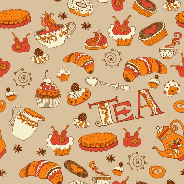 çay, şeker sorunsuz doodle desen