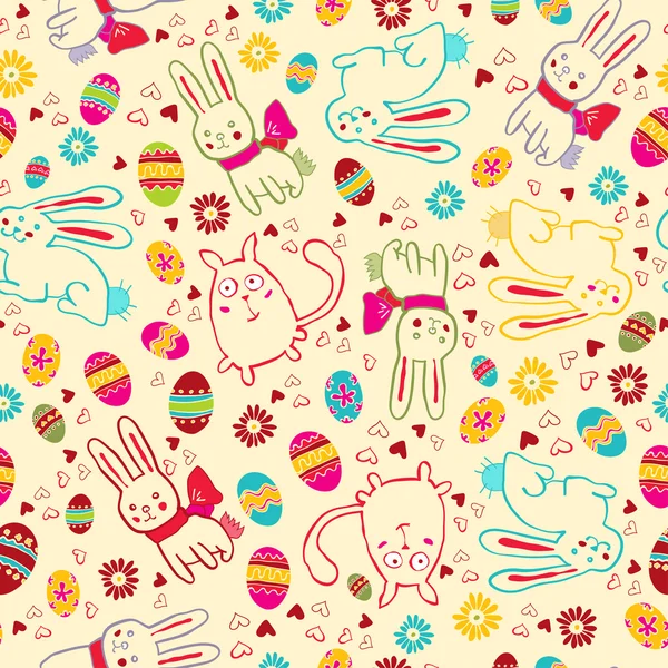 Background with Easter bunnies and eggs — Stock Vector