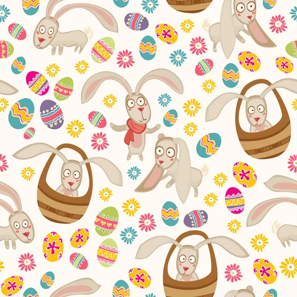Patrón lindo de Pascua con conejo — Archivo Imágenes Vectoriales