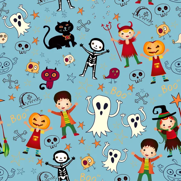 Söta barn i halloween kostymer — Stock vektor