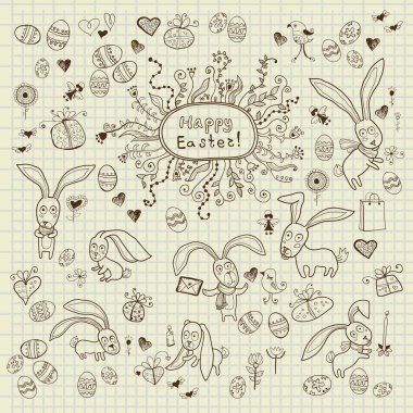 Paskalya el çekilmiş Icon's set