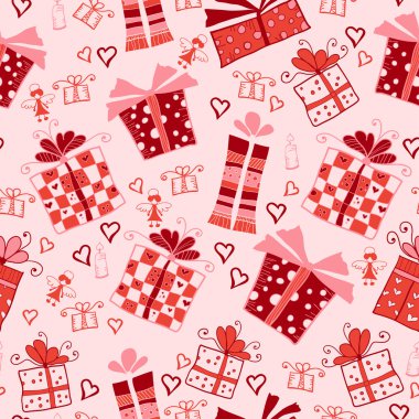 Hediye kutularıyla kusursuz vektör deseni