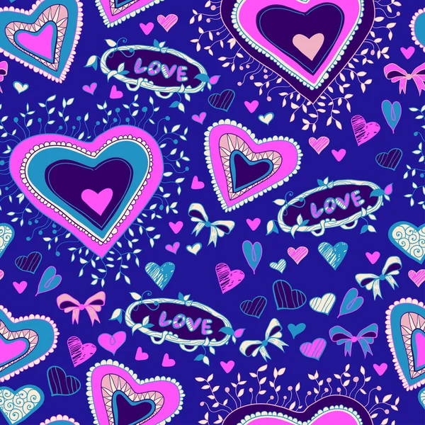 Romantic seamless pattern with hearts — Stock Vector