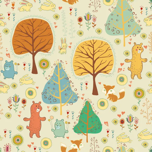 Seamless pattern in childish cartoon style — Stock Vector