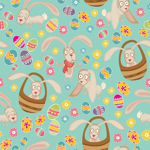 Easter cute pattern with bunny — Stock Vector