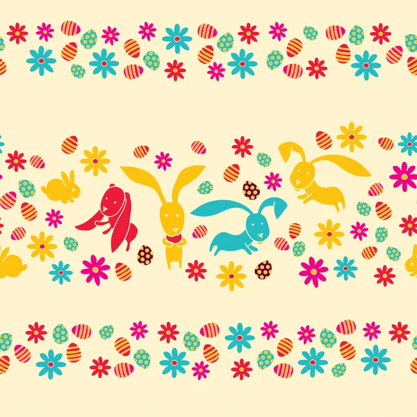 Великодні яйця, квіти і кролики — стоковий вектор