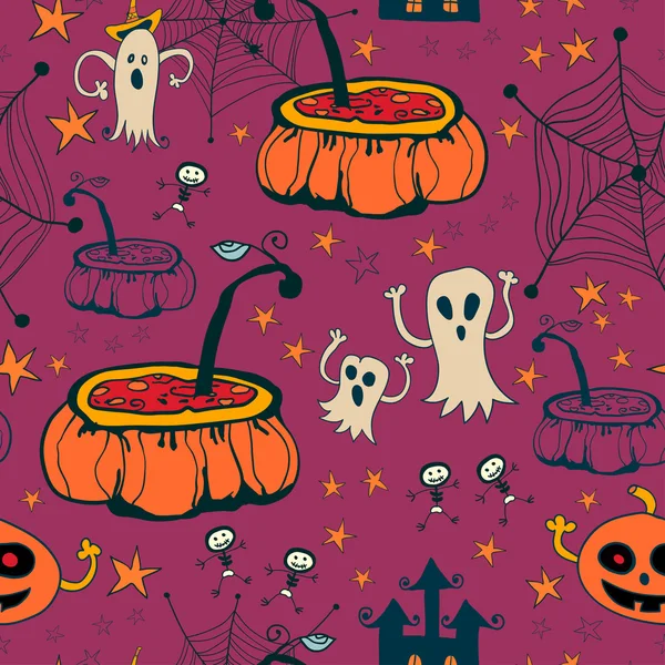 Halloween sans couture avec des fantômes — Image vectorielle