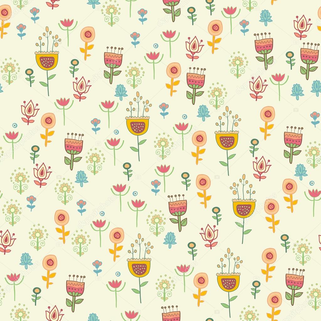 Vintage flowers and leaves. Seamless with flowers,