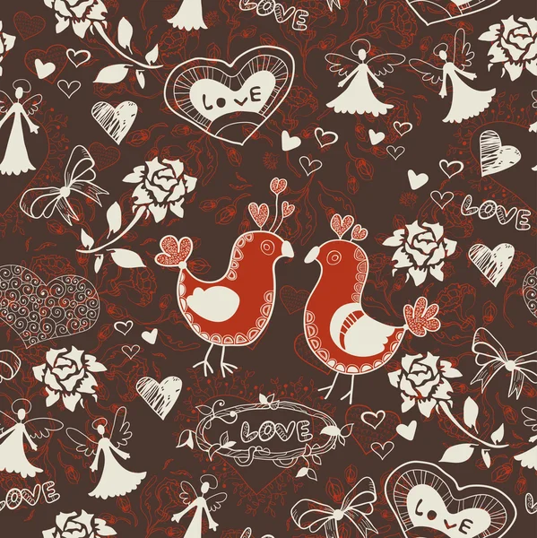 Fondo floral romántico sin costuras — Vector de stock