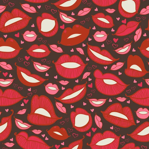 Seamless hot love lips illustration — Stock Vector
