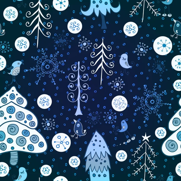 Weihnachtswald. nahtloses Muster — Stockvektor