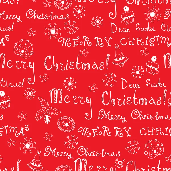 Vector Christmas words in text seamless pattern — Stock Vector