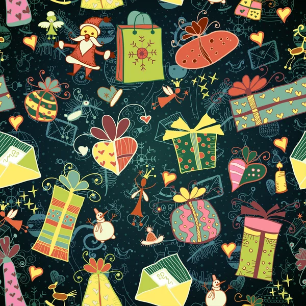 Modèle de Noël avec boîtes-cadeaux et icône — Image vectorielle