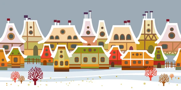 Carte de Noël avec jolie petite ville. sans couture — Image vectorielle