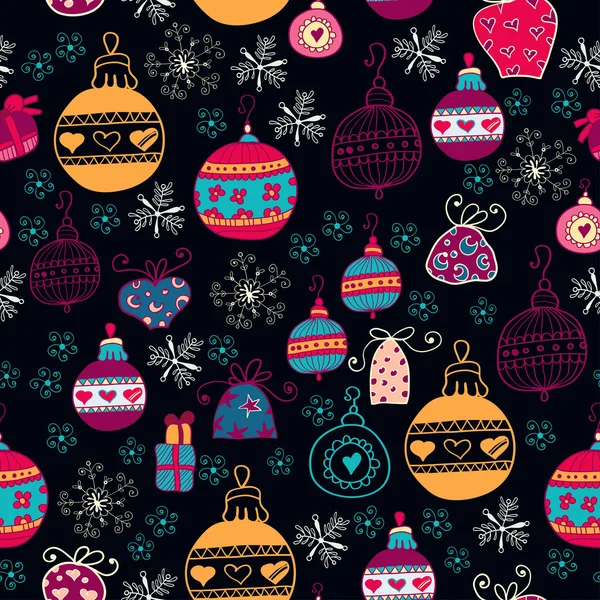 Bright pattern with Christmas toys — Stock Vector