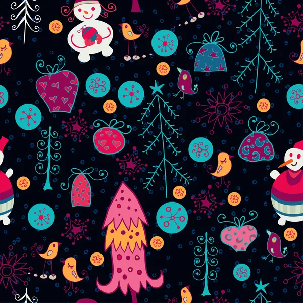 炫彩花纹与圣诞玩具 — 图库矢量图片