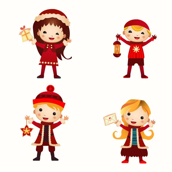 Christmas kids collection isolated on white — Stock Vector