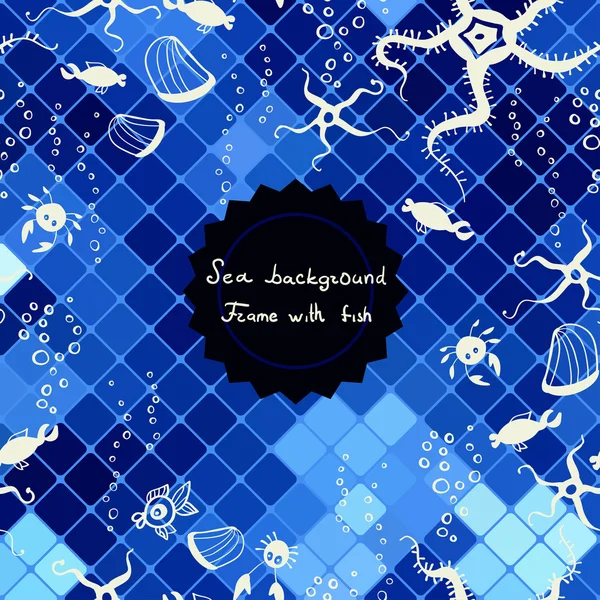 Verano Fondo poligonal color azul con peces — Archivo Imágenes Vectoriales