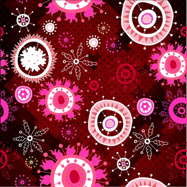 Motif floral rouge sur fond de mosaïque — Image vectorielle