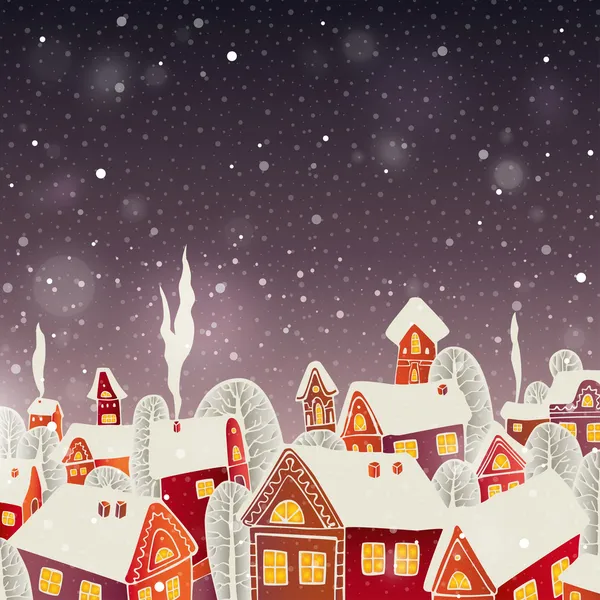 Christmas background with houses — Stock Vector