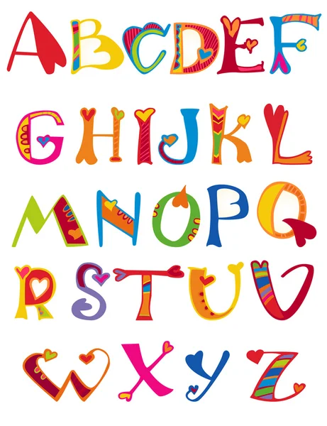 Alphabet design dans un style coloré . — Image vectorielle