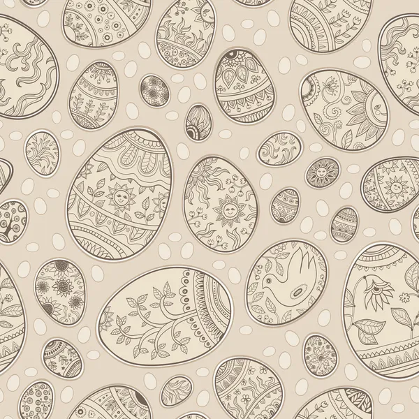 Seamless pattern with easter eggs. beige — Stock Vector