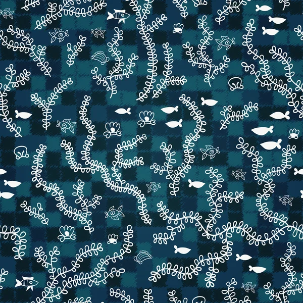Голубые подводные водоросли бесшовный фон — стоковый вектор