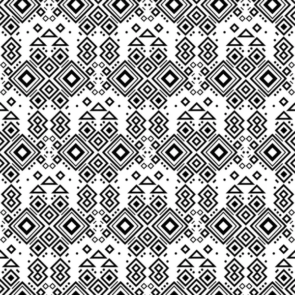 Naadloze Navajo tribal zwart-wit patroon. Etnische vector ornament. — Stockvector