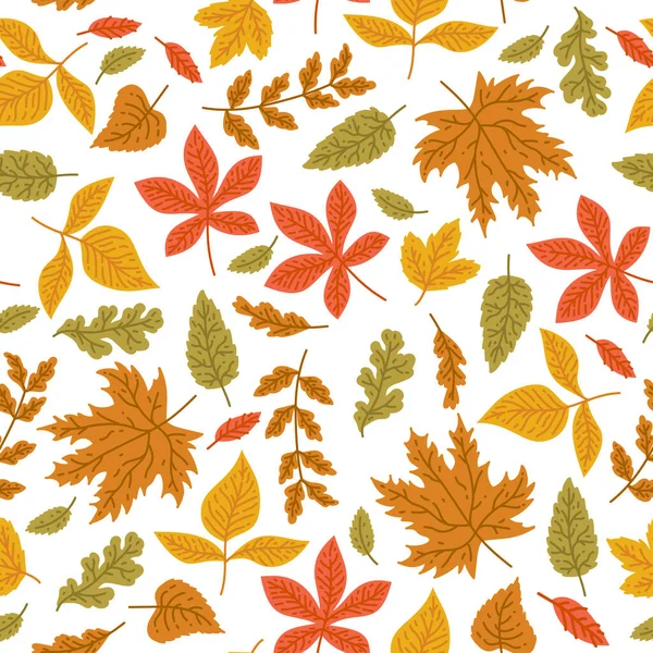 秋はシームレスなパターン壁紙画像を残します.ベクターイラスト — ストックベクタ