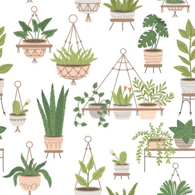 İskandinav makrome bitkisi. Kusursuz desen. Boho ev dekorasyonu. 