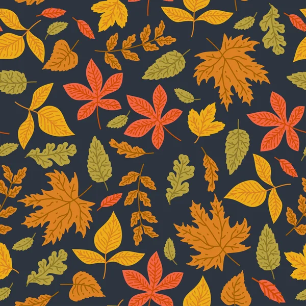 Sonbahar, kusursuz desenli duvar kağıdı görüntüsü bırakır. Vektör illüstrasyonu