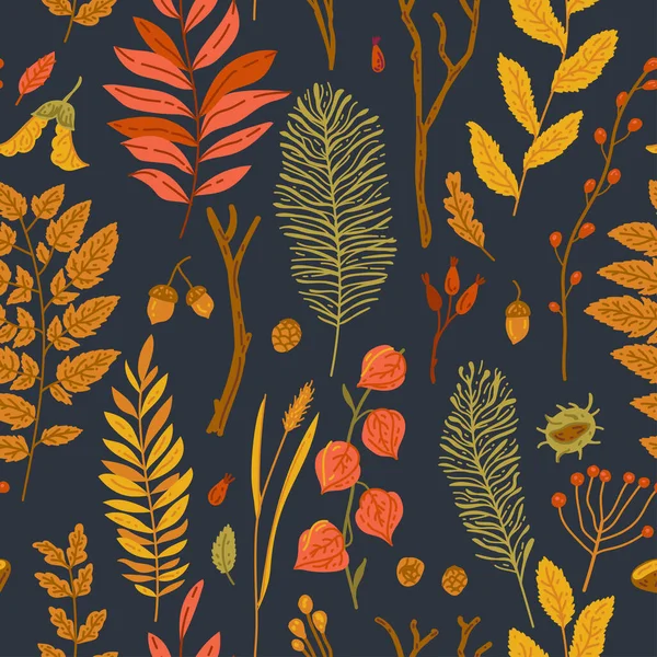 Autumn leaves seamless pattern wallpaper image. Vector illustration — Stock Vector