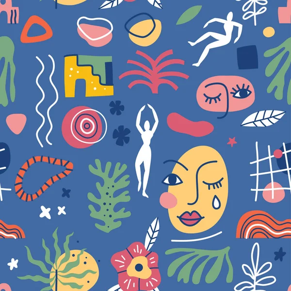 Modèle sans couture avec des formes géométriques abstraites dans le style Matisse — Image vectorielle