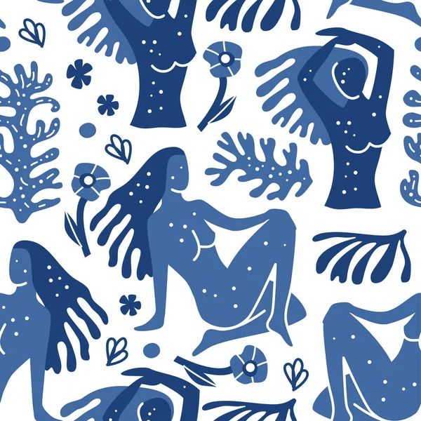 Modern naadloos patroon met abstracte vormen in Matisse stijl — Stockvector