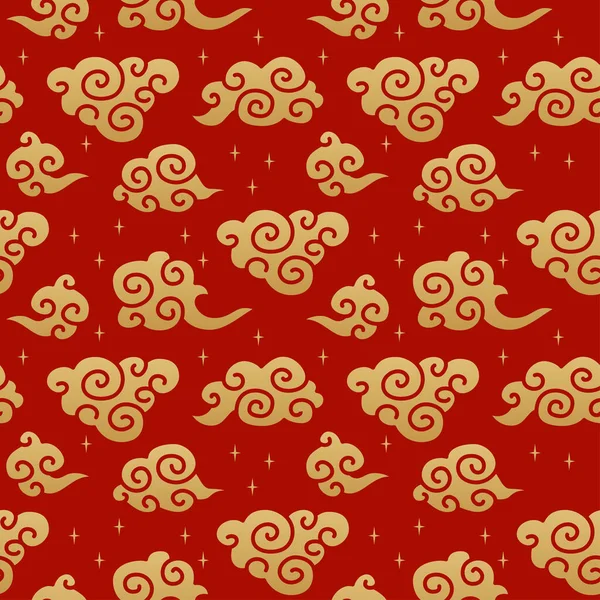 Nubes tradicionales chinas patrón sin costura. Ornamento oriental fondo — Vector de stock