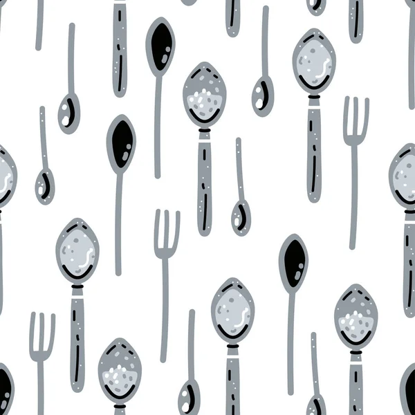 Cutlery. Cooking equipment. Forks and spoons seamless pattern — Stock Vector