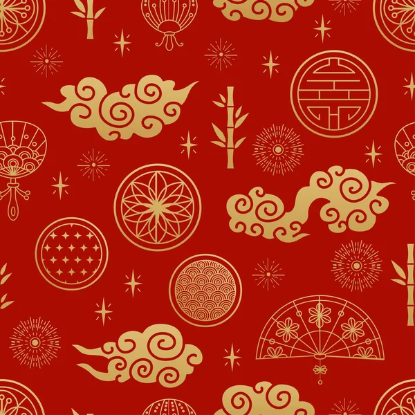 Chinese traditional oriental ornament background, pattern seamless — Image vectorielle