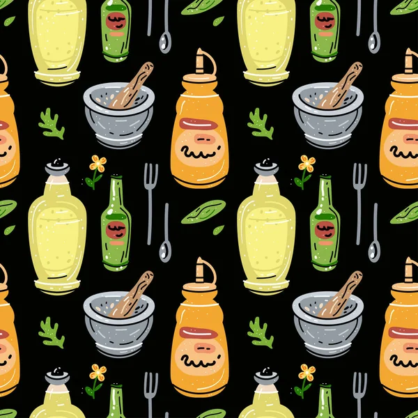 Bright seamless pattern for kitchen design, for the menu — Archivo Imágenes Vectoriales