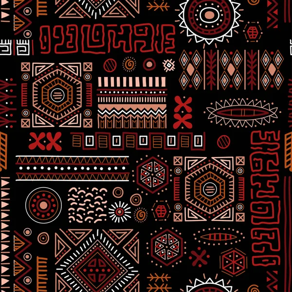 Абстрактные африканские формы бесшовный фон, племенной геометрический рисунок украшения — стоковый вектор