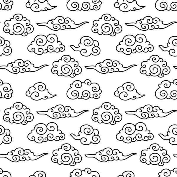 Chinese traditional clouds seamless pattern. Oriental ornament background — Vetor de Stock