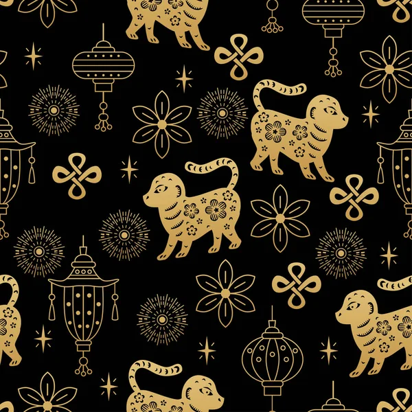 Fondo Ornamento Oriental Tradicional Chino Signos Del Zodíaco Patrón Mono — Vector de stock