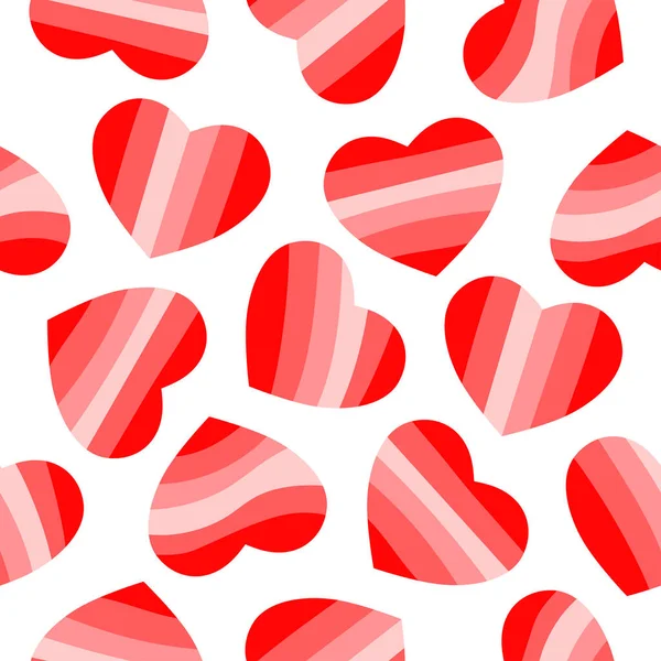 Vector Seamless Pattern Hearts Valentines Day Background Red Pink Colors — Stock Vector