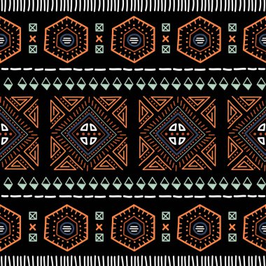 Navajo kusursuz desen. Geleneksel tasarım arkaplan tasarım vektörü ile Ikat arkaplanı. Aztek soyut geometrik baskısı. Etnik hipster sınır arkaplanı