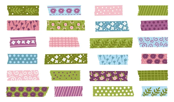 Gekleurde Decoratieve Lente Tape Mini Washi Sticker Decoratie Set Van — Stockvector