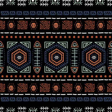 Navajo kusursuz desen. Geleneksel tasarım arkaplan tasarım vektörü ile Ikat arkaplanı. Aztek soyut geometrik baskısı. Etnik hipster sınır arkaplanı